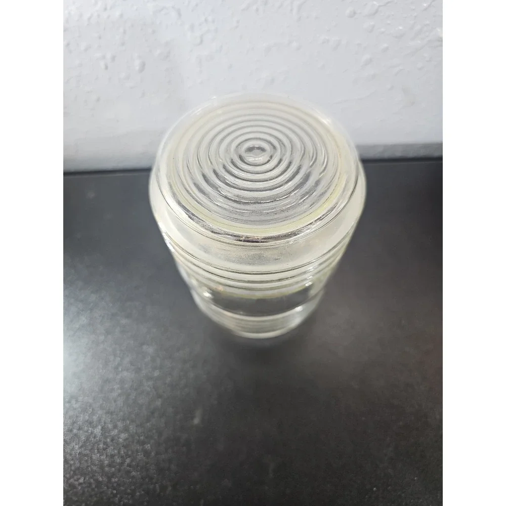 NOS VNTG Glass Light Globe Jelly Jar Clear Ribbed Porch Fixture Shade 3